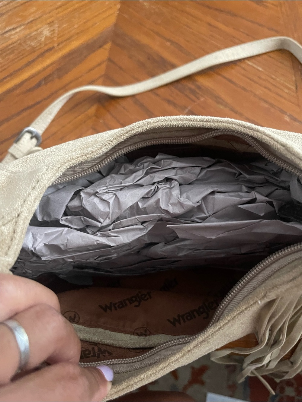 Wrangler Taupe Fringe Shoulder Bag - Picture 4 of 4